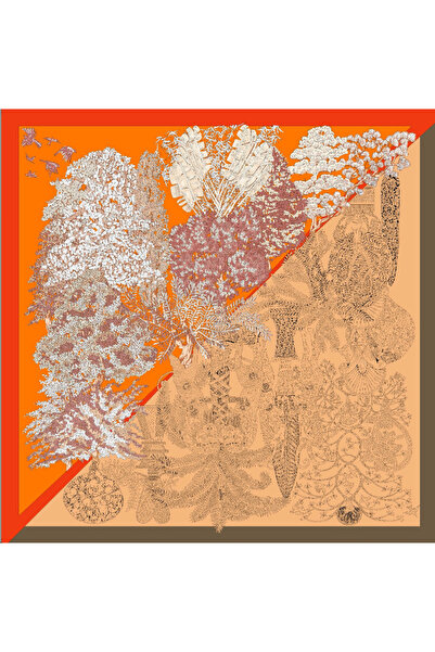 Deserto Fashion ✨ %100 Saf İpek Twill Eşarp - Özel Tasarım Tok Duruşlu ✨90x90
