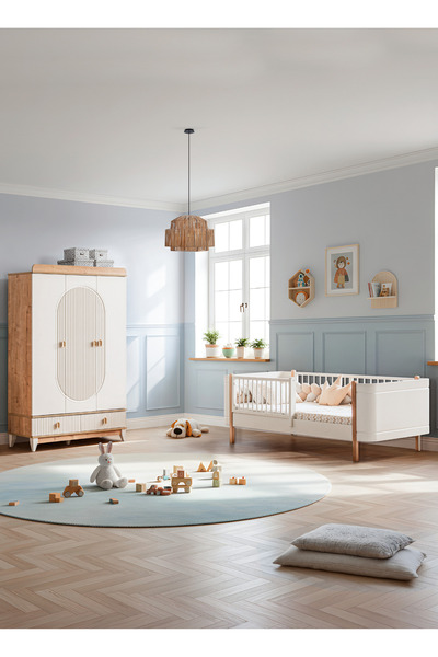 Setay Vizyon Meşe Çocuk Odası, Vizyon Meşe 3 Kapaklı Dolap, Perla Karyola