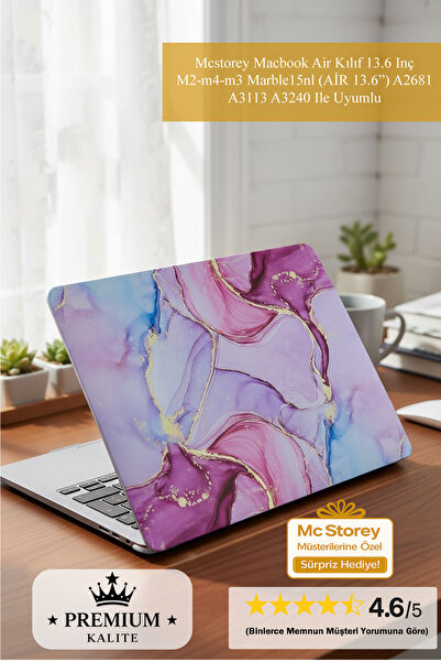 Mcstorey Macbook Air Kılıf 13.6 Inç M2-m4-m3 Marble15nl (AİR 13.6") A2681 A31...