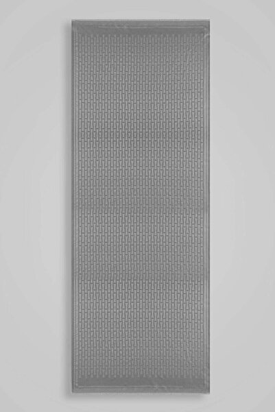 Imannoor حرير شال - كبير الحجم مع مونوغرام - أنثراسايت