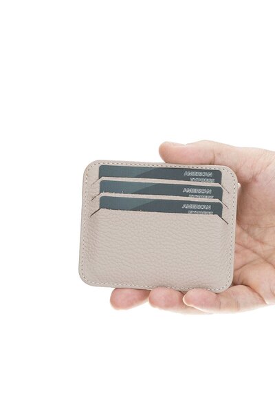 sinerjim حامل بطاقات بيدرو سليم من الجلد ERC3 بيج