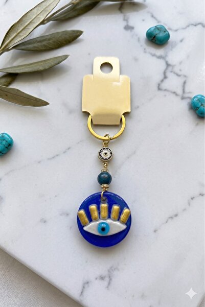 Cassime Μπρελόκ με μοτίβο βλεφαρίδων σε μπλε ναυτικό στυλ, επιχρυσωμένο με σχ...