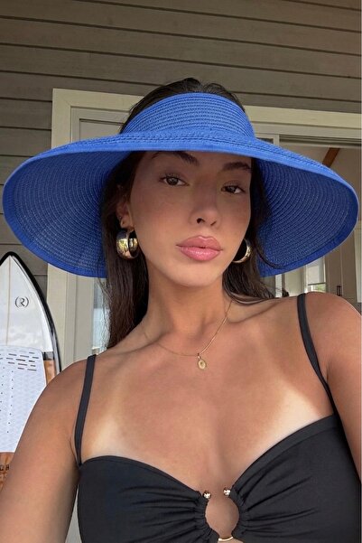 keisy Γυναικείο ψάθινο καπέλο με γείσο (Saks Blue)