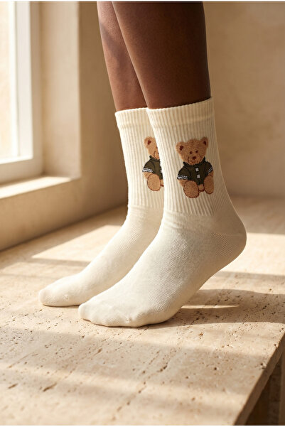 Katia&Bony Unisex Teddy Με σχέδιο Κάλτσες Εκρού