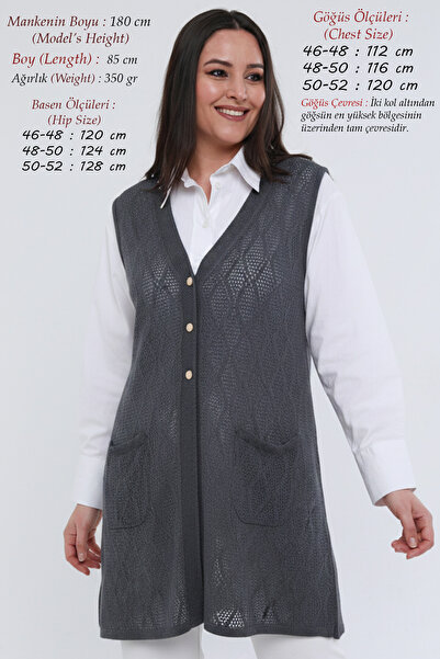Laden Γιλέκο plus size - Γκρι - Μακρύ
