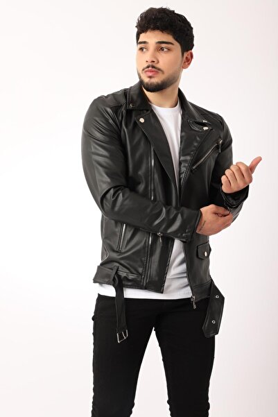 Stilkombin Kuzey Beli Kemerli Suni Deri Ceket BL 1261-50268