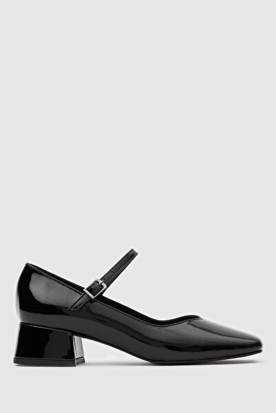 TOGO Black Patent Leather Genuine Leather Women's Heeled Shoes [060247]
