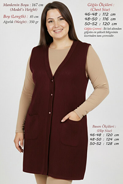 Laden Γιλέκο plus size - Βουργουνδία - Μακρύ