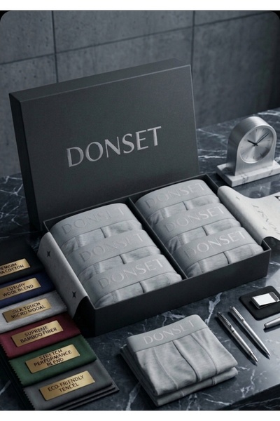 donset Gri Renk Erkek Boxer - 6'lı Set Paket Özel Kutusunda