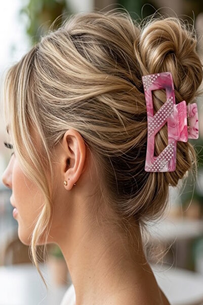 CAŞ DEKORASYON Πόρπη με κούμπωμα από πέτρα σε ροζ χρώμα