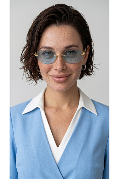 TomyHelf 3104D 602180 Uv400 Protected Blue Color Gold Detailed Women's Sungla...