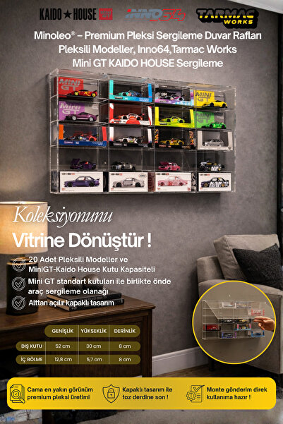 Minoleo 20’li Kapaklı Tamamı Pleksi Duvar Rafı – Mini GT / Kaido House / İnno...