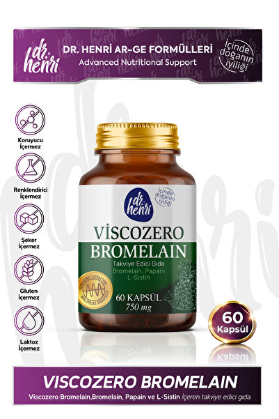 Dr.Henri Viscozero Bromelain – Bromelain, Papain ve L-Sistin 60 Kapsül