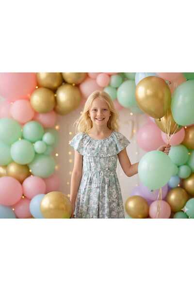 Hilal Akıncı Kids Κοριτσίστικο φόρεμα με λουλούδια με κορδόνια