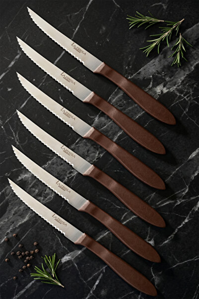 CASTLE KITCHEN Lazbisa Hand Caft Serisi Steak Mutfak Bıçak Seti 6'lı Steak Et...