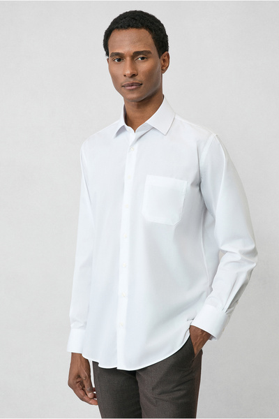 Kiğılı  Uzun Kol Regular Fit Klasik Yaka Cepli Pamuklu Non Iron Ütü Gerektirmeyen Gömlek