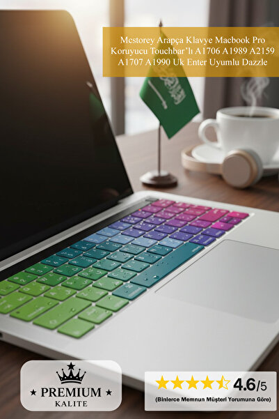 Mcstorey Arapça Klavye Macbook Pro Koruyucu Touchbar'lı A1706 A1989 A2159 A17...