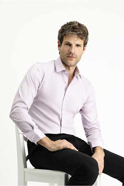 Kiğılı Κλασικό μη σιδερένιο σατέν βαμβακερό πουκάμισο με μακρυμάνικη λεπτή εφ...