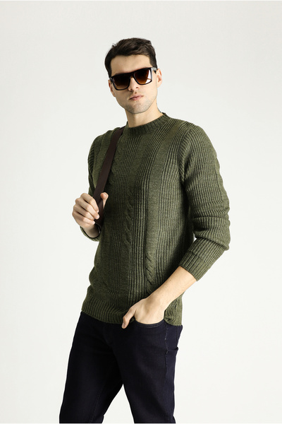 Kiğılı Pulover din tricotaje cu model slim cu gât crew