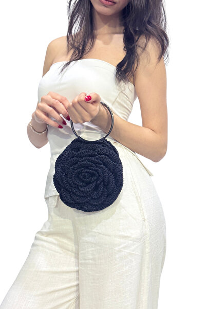 Helybag El Yapımı Örgü Gül Çanta – Rose Bag – Metal Saplı - 4 farklı renk seç...