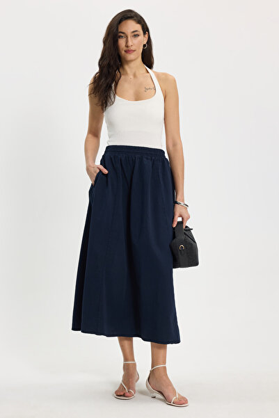 Tudors Γυναικεία φούστα Relax Fit 100% βαμβακερή με απαλή υφή, ελαστική μέση,...