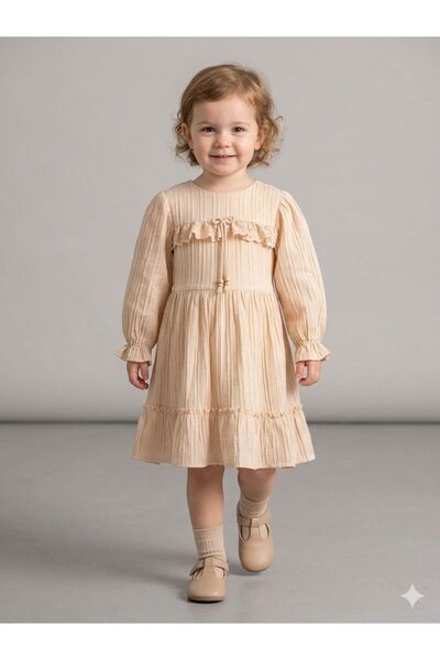 Cherrys Bebek Κοριτσίστικο φόρεμα με κορδόνια και στρίφωμα