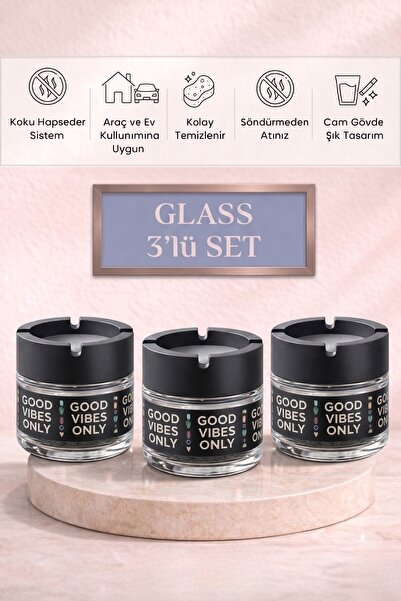 GLUS Σετ 3 τεμαχίων Good Vibes, άοσμο τασάκι |   Χωρίς καπνό |   Διακοσμητικό...