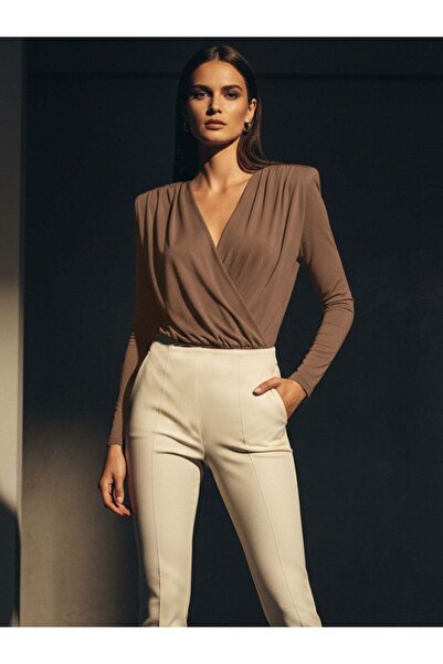 RİVUS Μακρυμάνικο κορμάκι με V-λαιμόκοψη και κορδόνι - Βιζόν