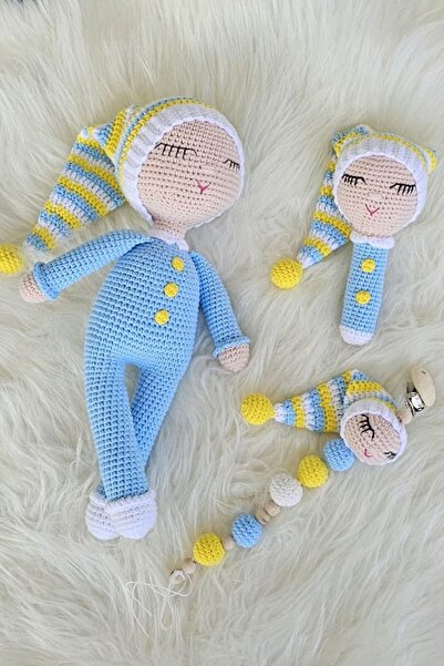 kelebeginruyasihobievi Amigurumi Yenidoğan Uykucu Şapkalı Şirin Bebek, Saplı ...