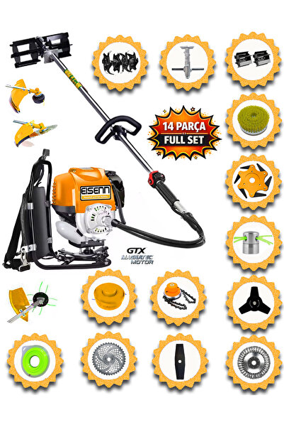 EISEnn German BCF 550 Sırt Tipi Ot Çim Biçme Tırpanı 14 Parça Full Toprak Eşe...