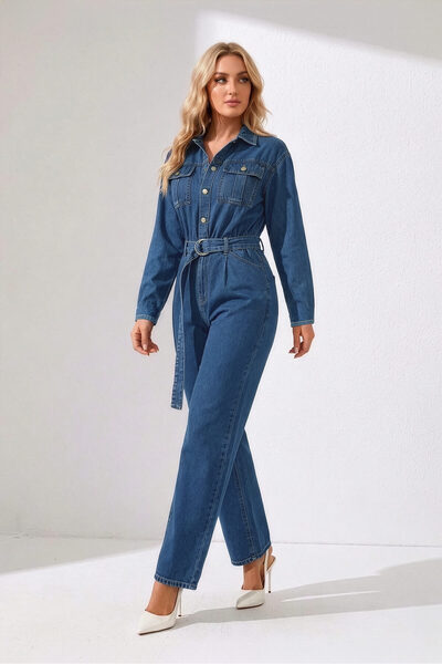 BANNY JEANS Γυναικεία ολόσωμη φόρμα Jean Σκούρο Μπλε