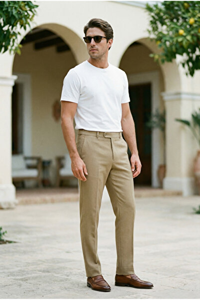 Mero Life Ανδρικό υφασμάτινο παντελόνι Flexible Lycra Ποιότητας Πέτρας μέχρι ...