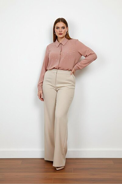 PERA MODA Γυναικείο πουκάμισο γραφείου με μακριά μανίκια που δεν δείχνει μεγά...