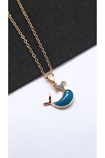 Serenity Blue Steel Necklace with Fish Figure