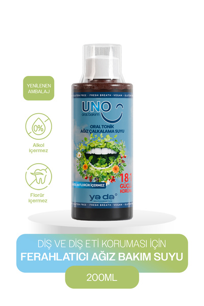 Uno Oral Tonik Ferahlatıcı Ağız Bakım Suyu 200ML, Florür ve Gluten İçermez, Vegan