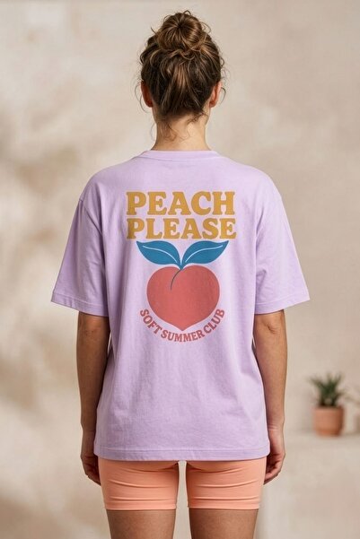 Mood Object Şeftali Baskılı “Soft Summer Club” Unisex Oversize T-shirt