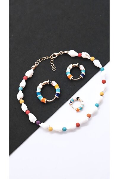 Serenity Colorful Beaded Anklet Earrings