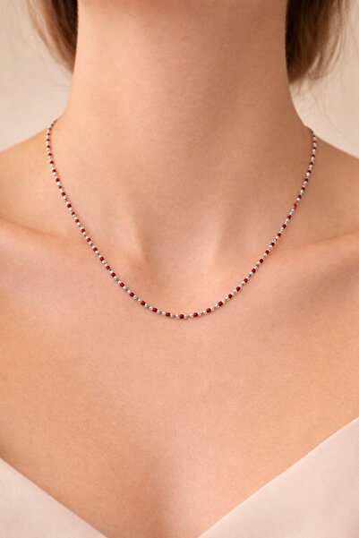 OJ Own Jewelry Minimal Mineli Top Zincir Kolye 925 Ayar Gümüş Rodyum Kaplama ...