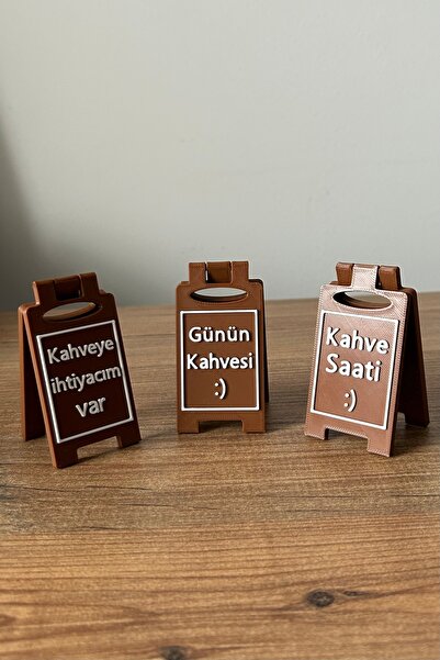 3D Kahve Köşesi 3’lü Minyatür Tabela Seti