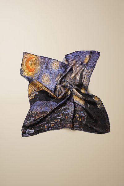 silqoora 100% Silk Bandana Scarf (55X55 cm)- Vincent Van Gogh (Starry Night)