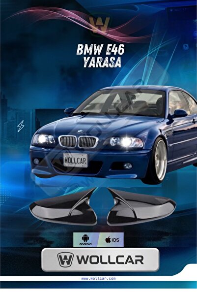Genel Markalar BMW E46 Batman Yarasa Ayna Kapağı Plastik Parlak Siyah 1998-20...