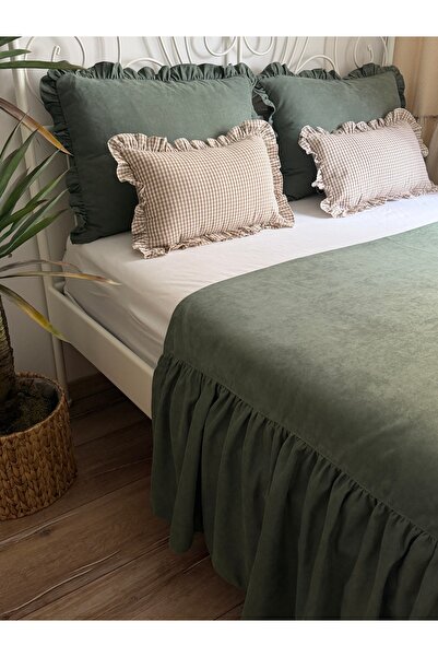 Decamor home Miya Vintage Διπλό Κρεβάτι Runner - Πράσινο, με βολάν