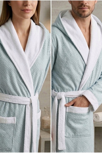 TEXTİLES MAGİC LAMP Halat de baie cu glugă, din bumbac, cu model Indigo Peak