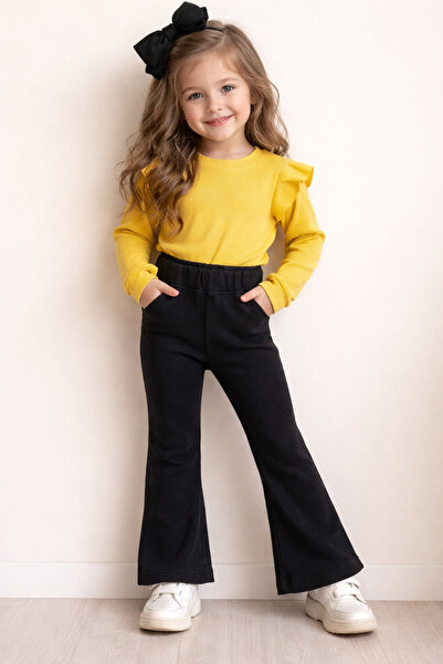 özge başaran Κοριτσίστικο σετ 3 τεμαχίων κίτρινο μπαντάζ, μαύρο ισπανικό κολά...