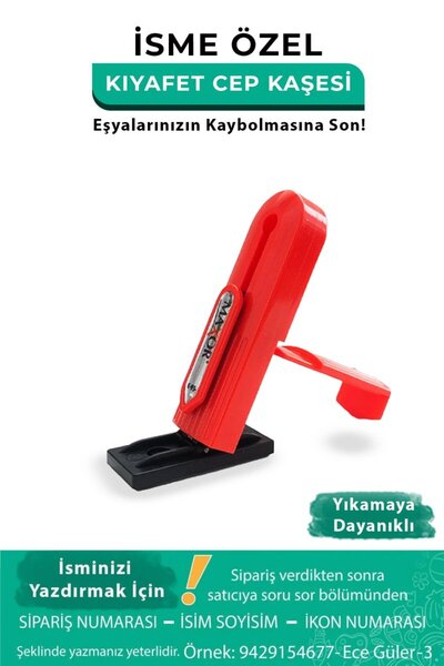 GIFTSOME Kırmızı Cep Kaşesi, Elbise İsim Ve Kıyafet, Defter Kitap Kaşesi Anao...