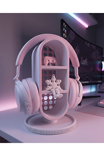 Elana Design Raflı Gamer Kulaklık Standı & Masa Üstü Organizer – (1 Adet Mini...