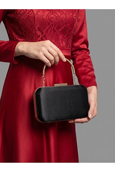 Biçanta Μαύρο Χρώμα Glitter Σατέν Γυναικείο Βραδινό Φόρεμα Τσάντα Γάμος Αρραβ...