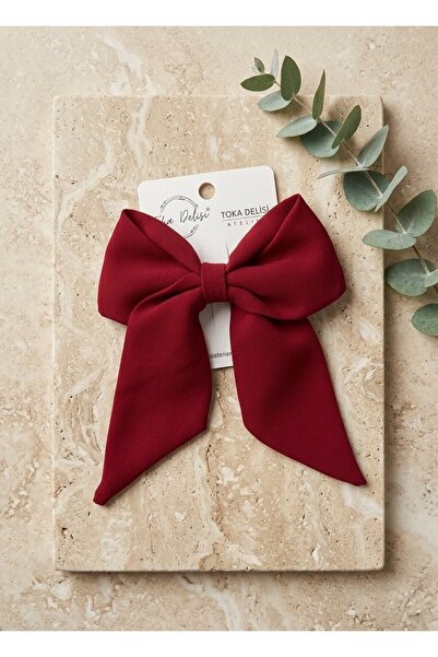 Toka Delisi Γυναικεία κόκκινη αγκράφα με φιόγκο για την Πρωτοχρονιά, Χειροποί...