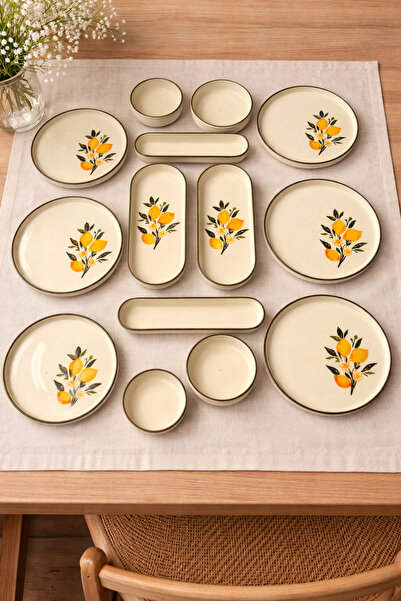 Home 6 Kişilik Limon Desenli Kahvaltı Takımı / 14 Parça