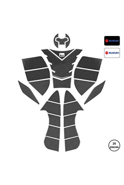 GRIPPATCH Suzuki Hayabusa 2024 ile Uyumlu Kaydırmaz 6D Karbon 25 Parça Tank P...